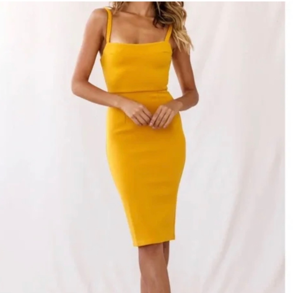 Georgia Square Neckline Midi Dress